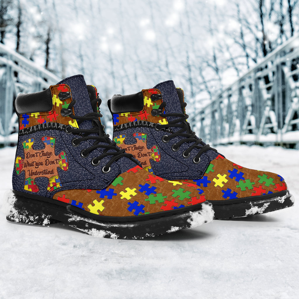 Don't Judge Autism Awareness All Season Boots 0622