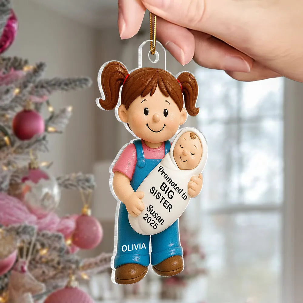 Big Sister Big Brother and New Baby Acrylic Ornament, sweet sibling hug, Christmas tree keepsake, heartwarming décor, a thoughtful gift for growing families