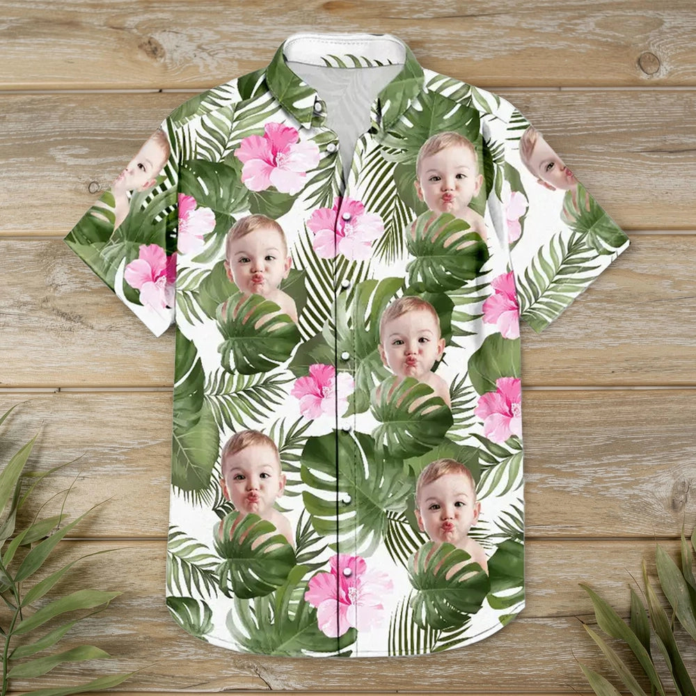 Custom Pet Photo Hawaiian Shirt with Vibrant Tropical Vibe for Vacation Style, A Creative Gift They'll Actually Wear