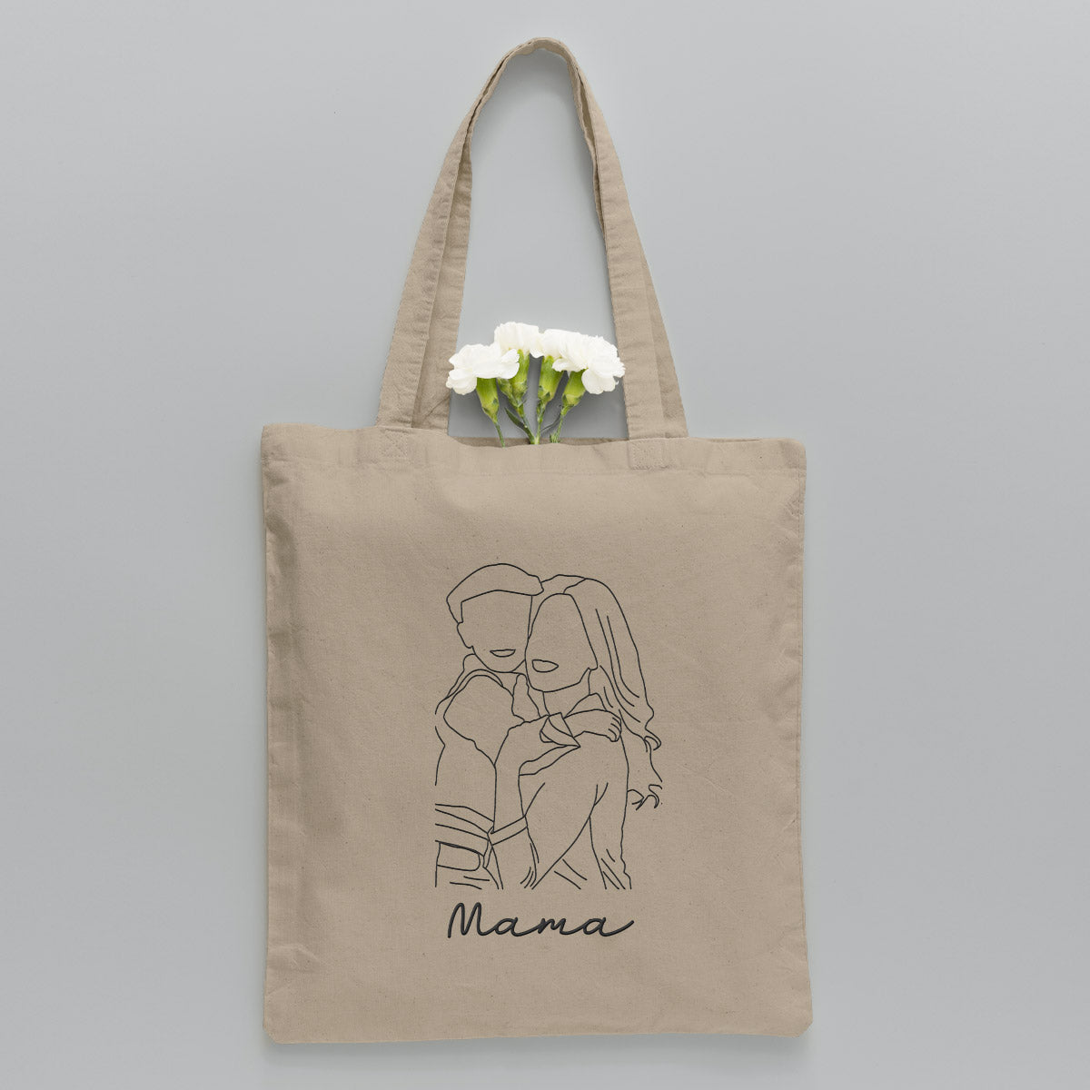 Custom Photo Line Art - Personalized Step Mom Embroidered Tote Bag