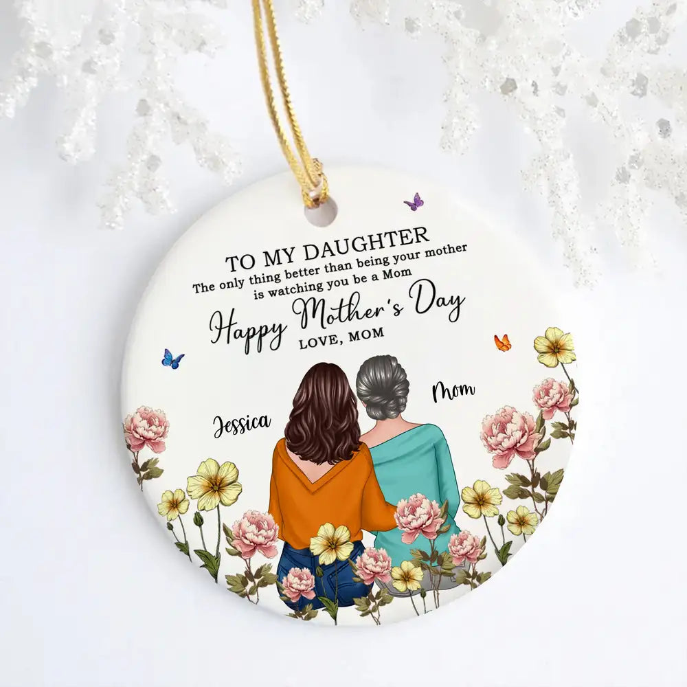 To My Daughter – Personalized Birth Month Flower Ceramic Ornament and More – A Special Gift for Daughter