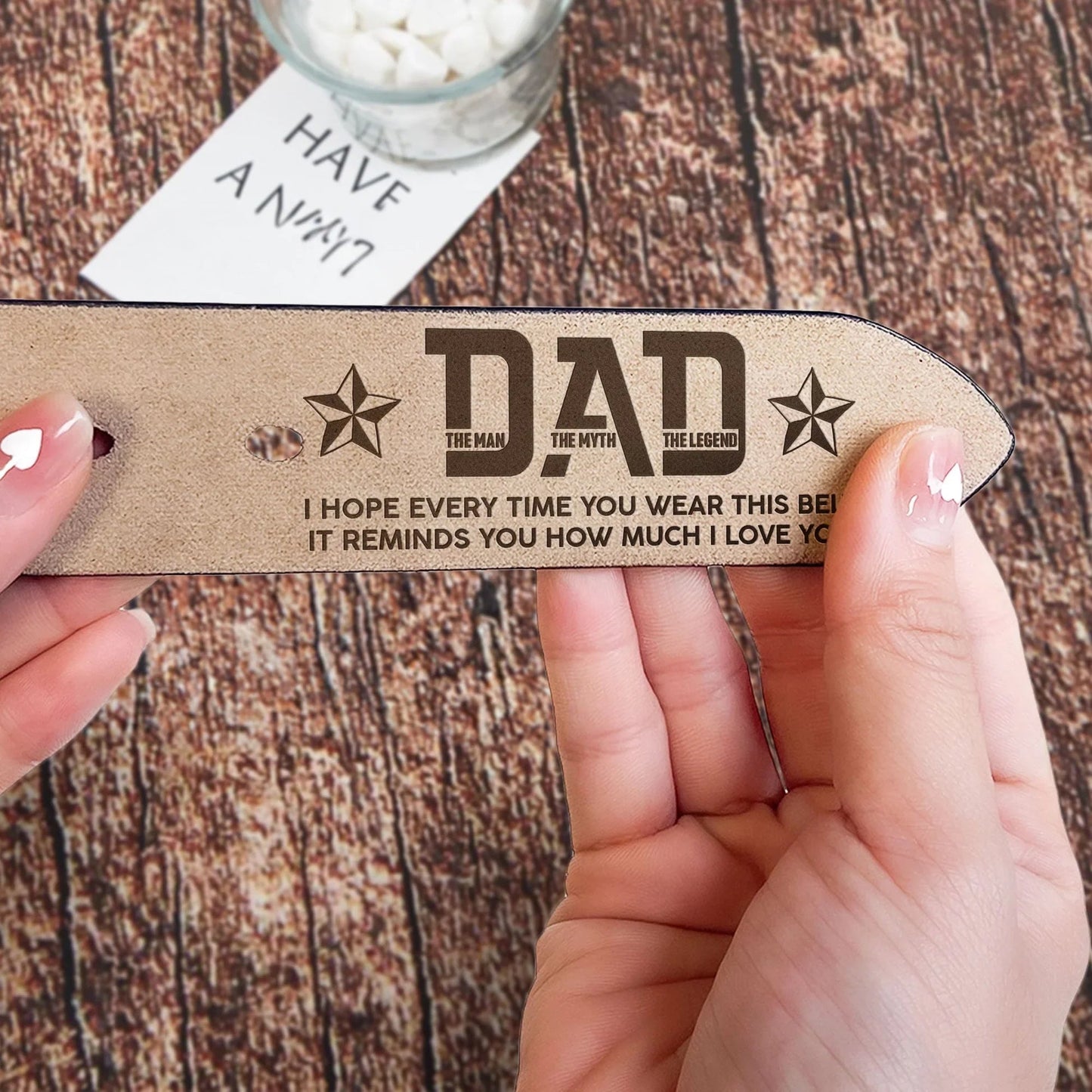 Personalized Leather Belt for Dad, Engraved 'It Reminds You How Much I Love You' Message, Unique Gift for Daily Wear