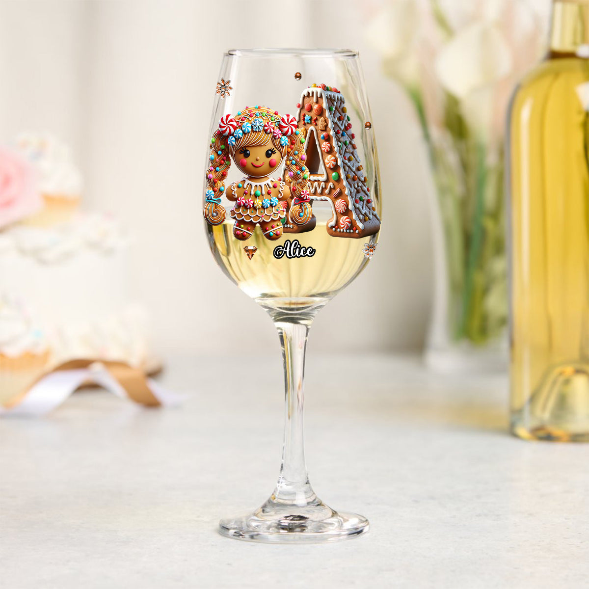 Happy Family - Personalized Family Wine Glass With Long Stem