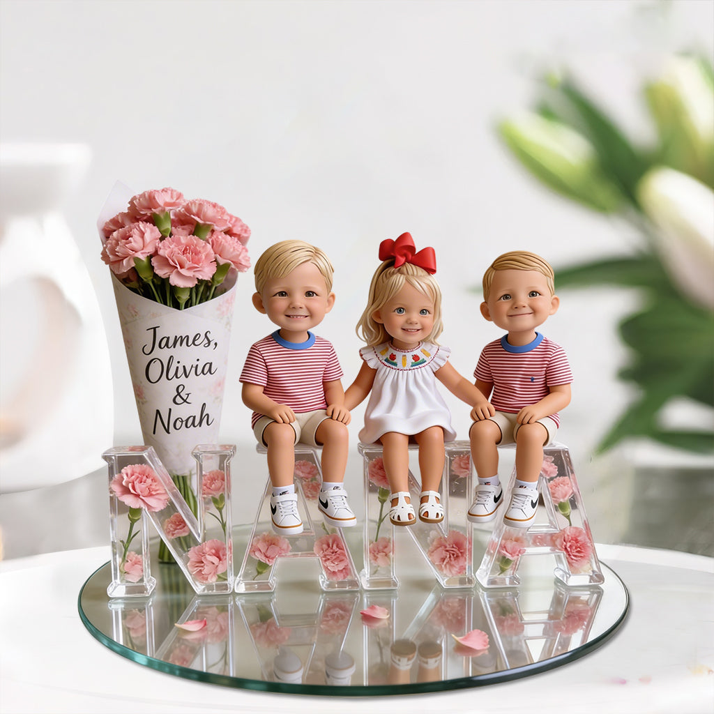 Custom Any Photo, Any Flower - Personalized Grandma Custom Shaped Acrylic Plaque
