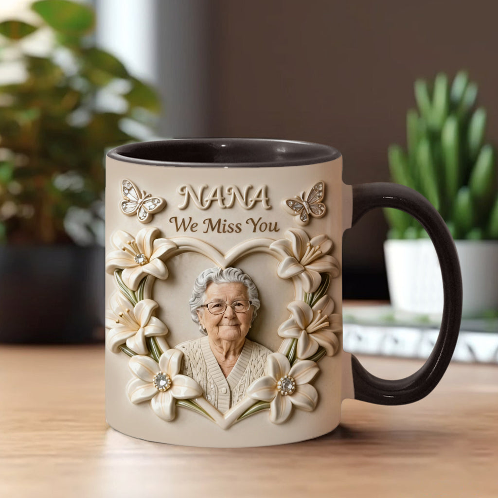 Custom Mug From Any Photo, Birth Flower, Flower Custom, Gift For Her/ Mother/ Grandma... - Personalized Grandma Accent Mug