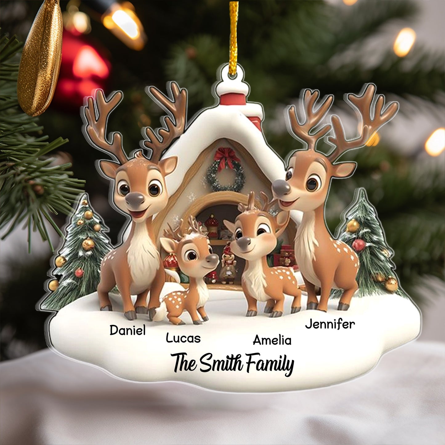 Custom Reindeer Family Ornament - A Heartwarming Christmas Gift for Loved Ones
