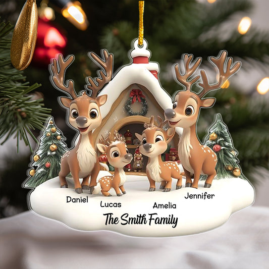 Custom Reindeer Family Ornament - A Heartwarming Christmas Gift for Loved Ones