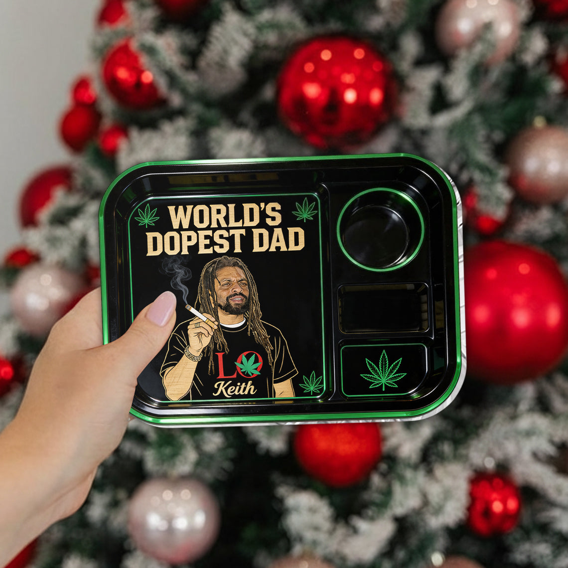Custom Rolling Tray From Any Photo, Gift For World's Dopest Dad - Personalized Weed Catch-All Tray