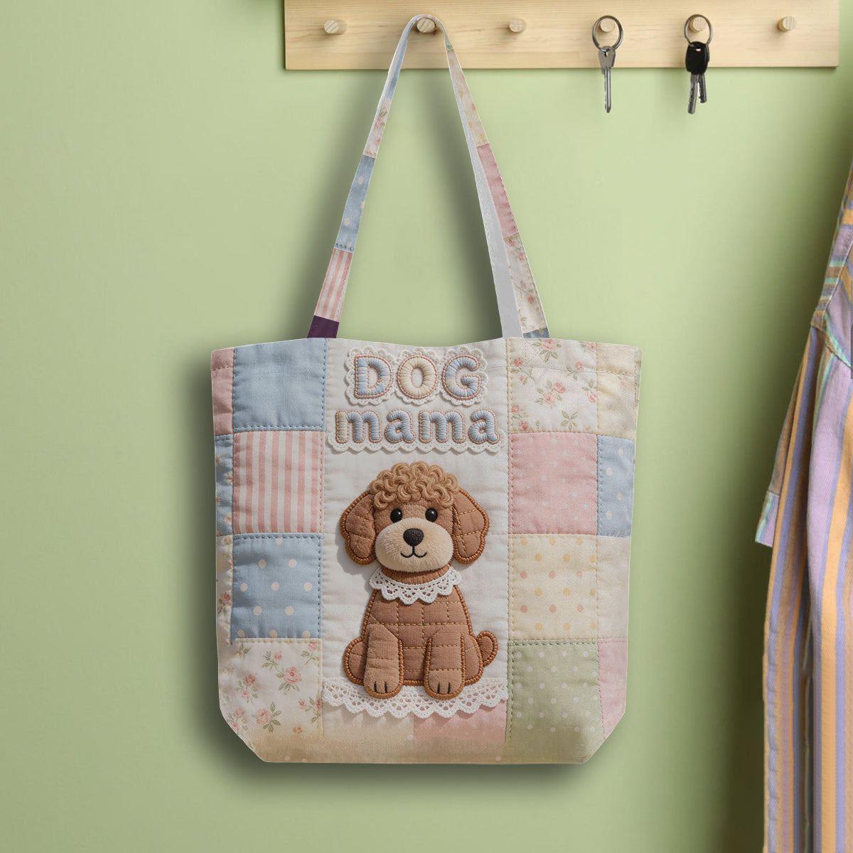 Dog Mama Gift Idea, Dog Lover Gift - Personalized Dog Quilted Tote Bag