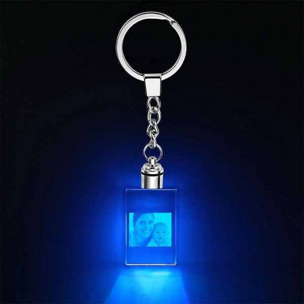 Custom Photo Rectangle Crystal Led Light Keychain -  gift for anyone, dog lover, cat lover, who lost a loved one - Personalized Keychain