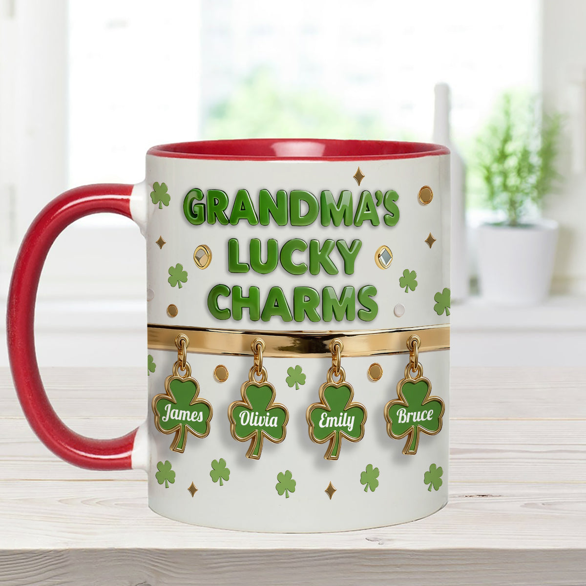 Grandma's Lucky Charms - Personalized Grandma Set Accent Mug With Acrylic Stirrers