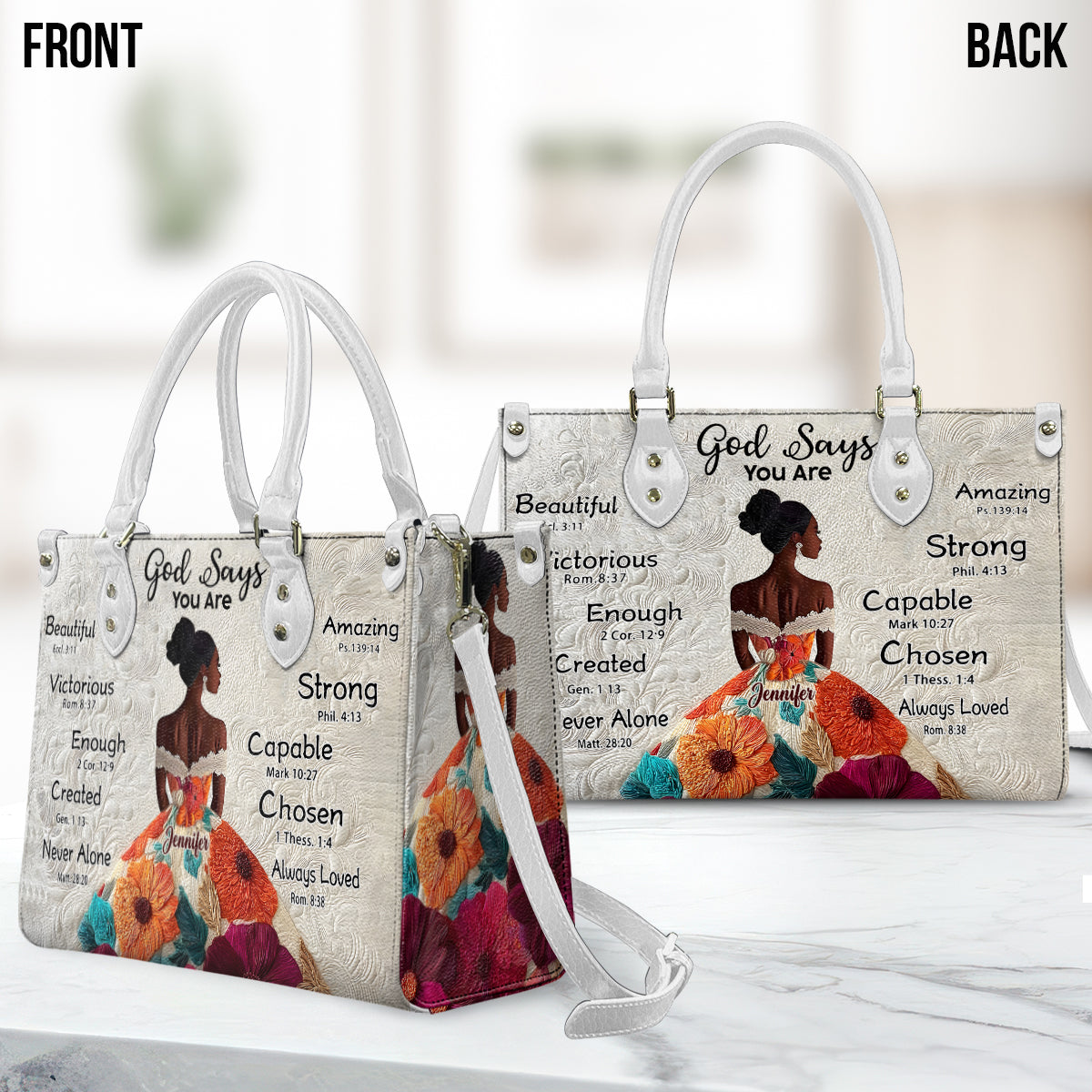 God Says You Are - Personalized African American Leather Handbag