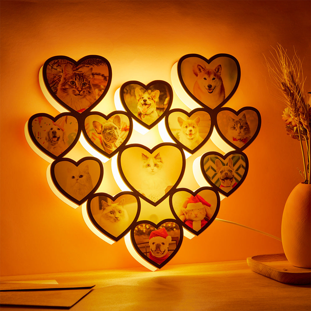 Any Photos - Personalized Cat Photo Love Heart Lamp