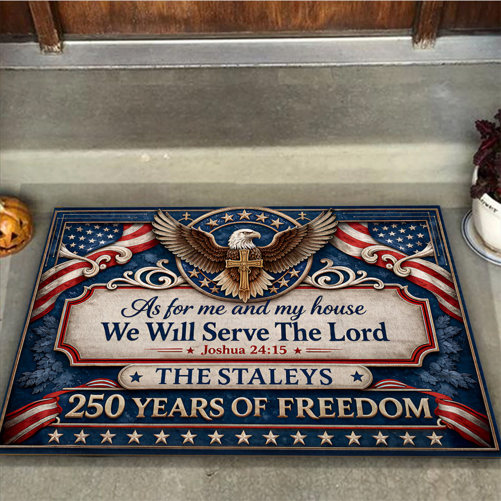 As For Me And My House We Will Serve The Lord - Personalized Doormat
