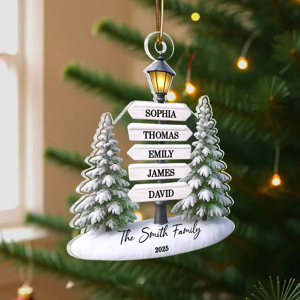 Family Name Tree Sign Acrylic Ornament – Personalized Christmas Decoration
