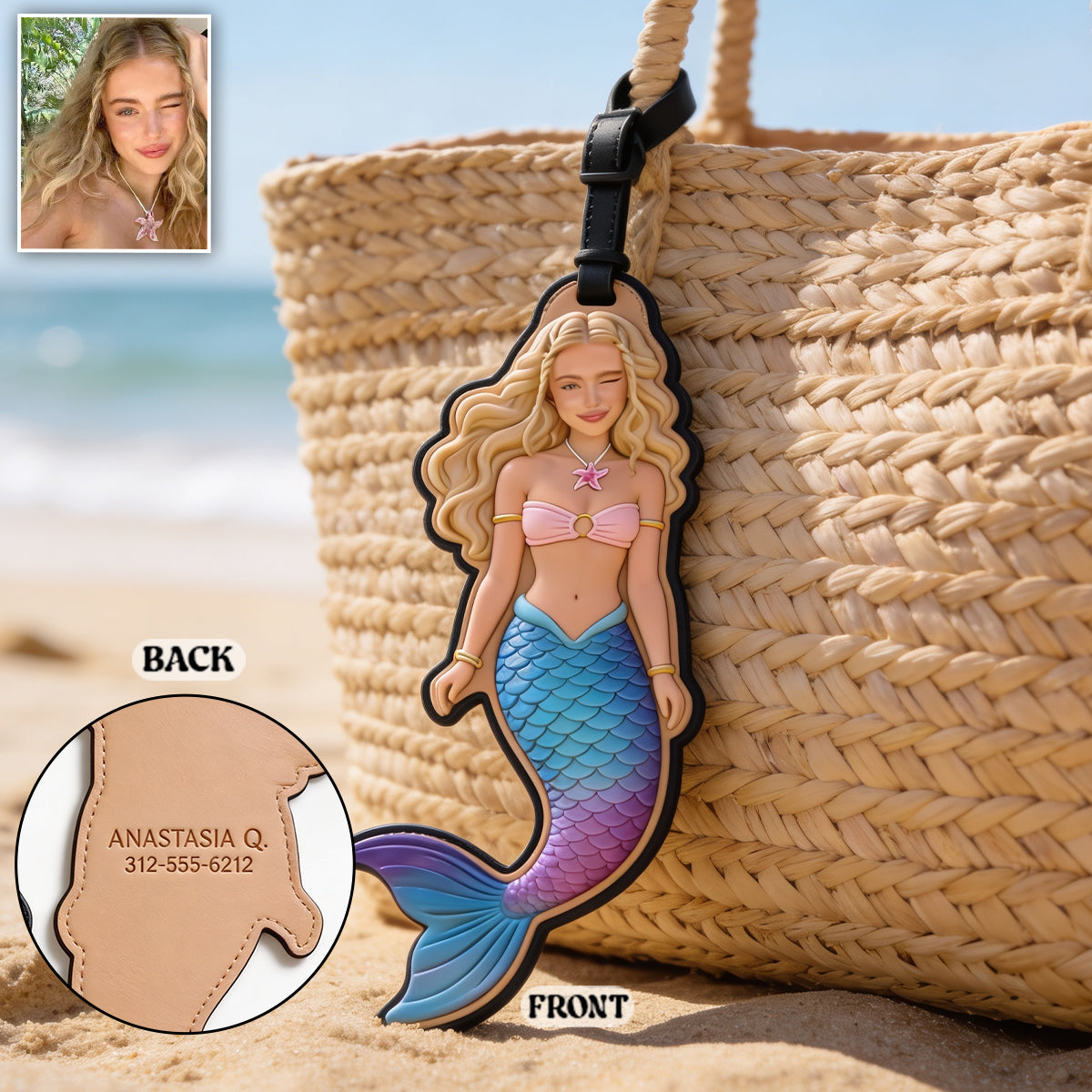 Beach Lover - Personalized Mermaid Luggage Tag