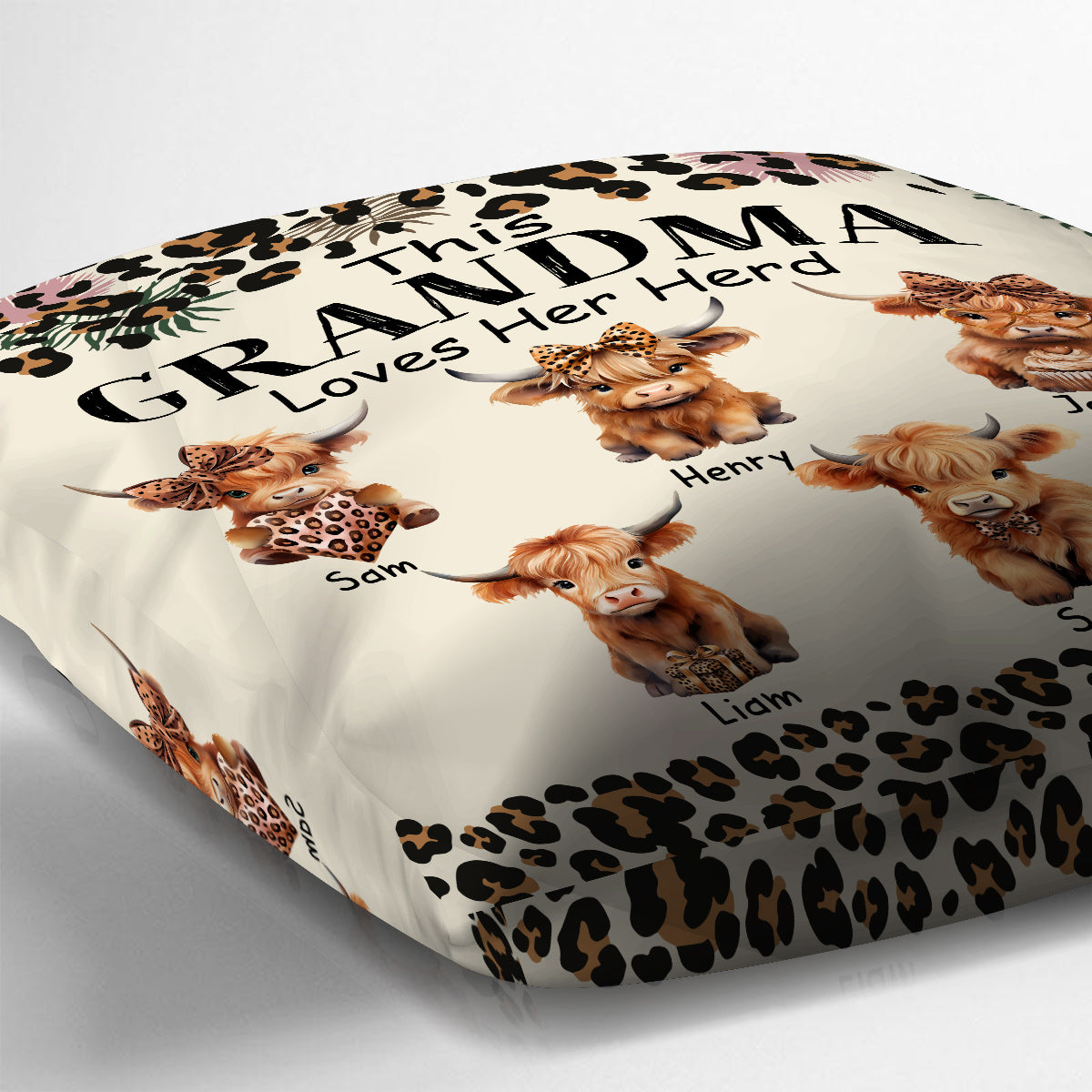 Grandma/ Nana/ Mimi... Loves Her Herd - Personalized Grandma Throw Pillow