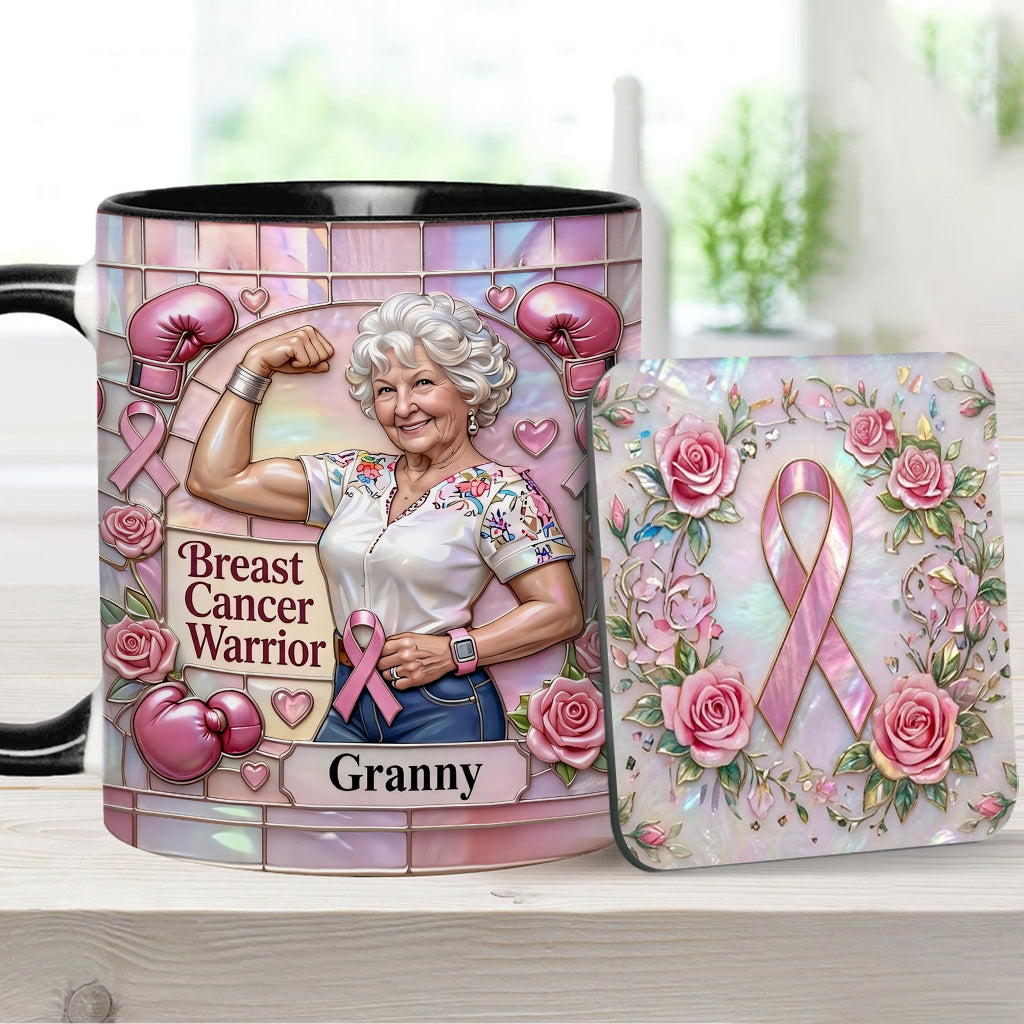 I'm A Warrior - Personalized Breast Cancer Awareness Accent Mug & Coaster