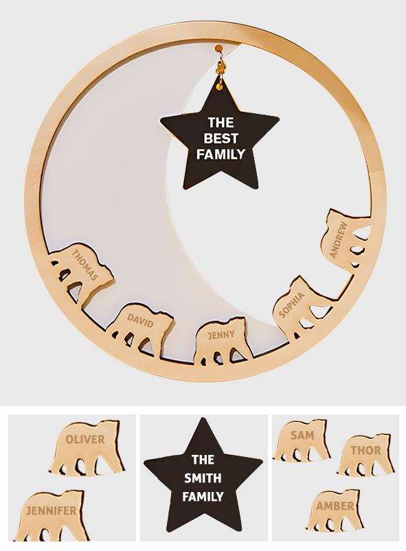 Any Family Name - Personalized Engraved Family Moon And Star Wall Plaque