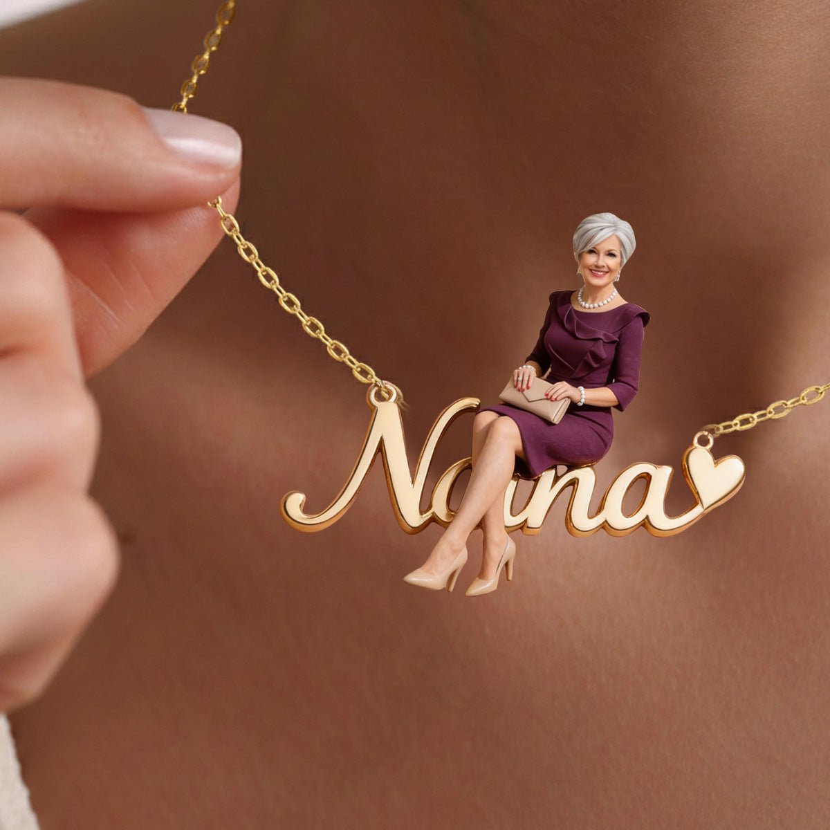 Custom Any Photo - Personalized Mother Shaped Metal Pendant Necklace