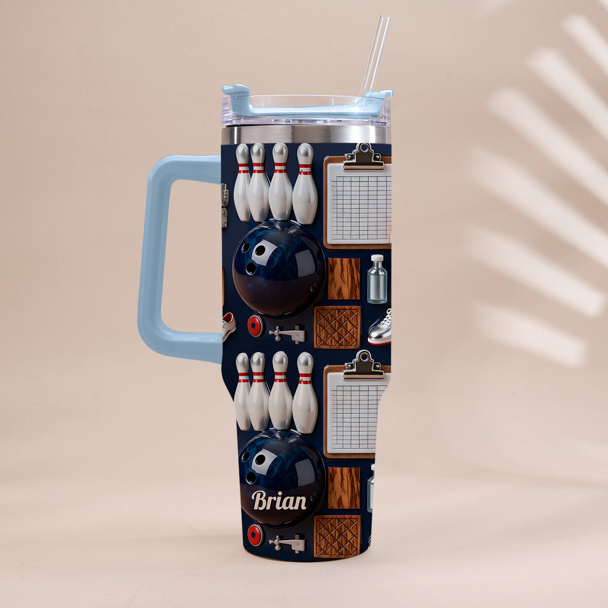 Love Bowling - Personalized Bowling Tumbler With Handle