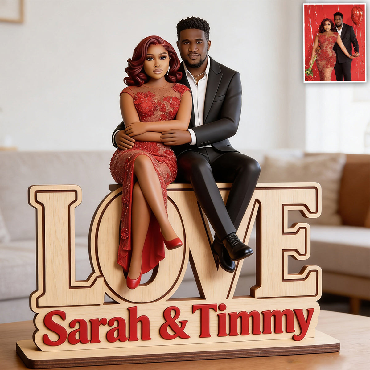 Anniversary Gift - Personalized Couple 2 Layered Big Freestanding