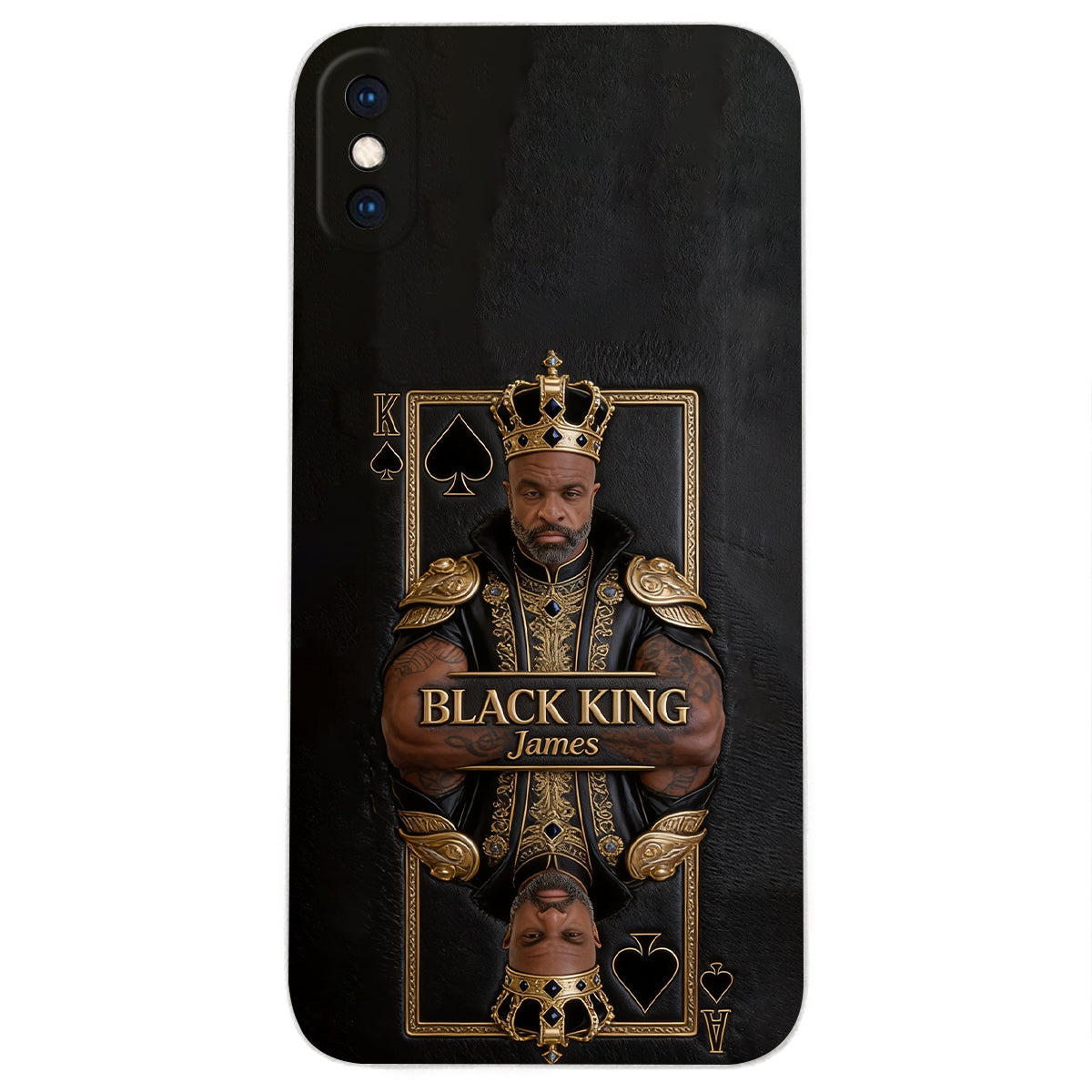 Black King - Personalized African American 3D Embossed Leather Phone Case