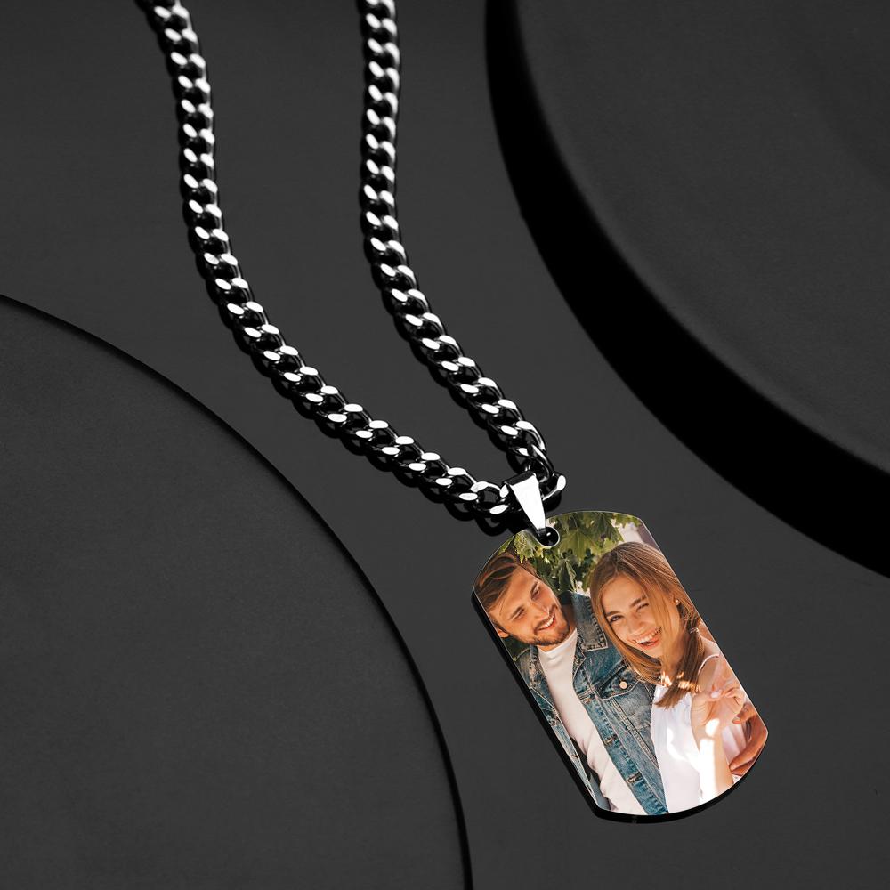 I Love You - Personalized Couple Steel Dog Tag Picture Necklace