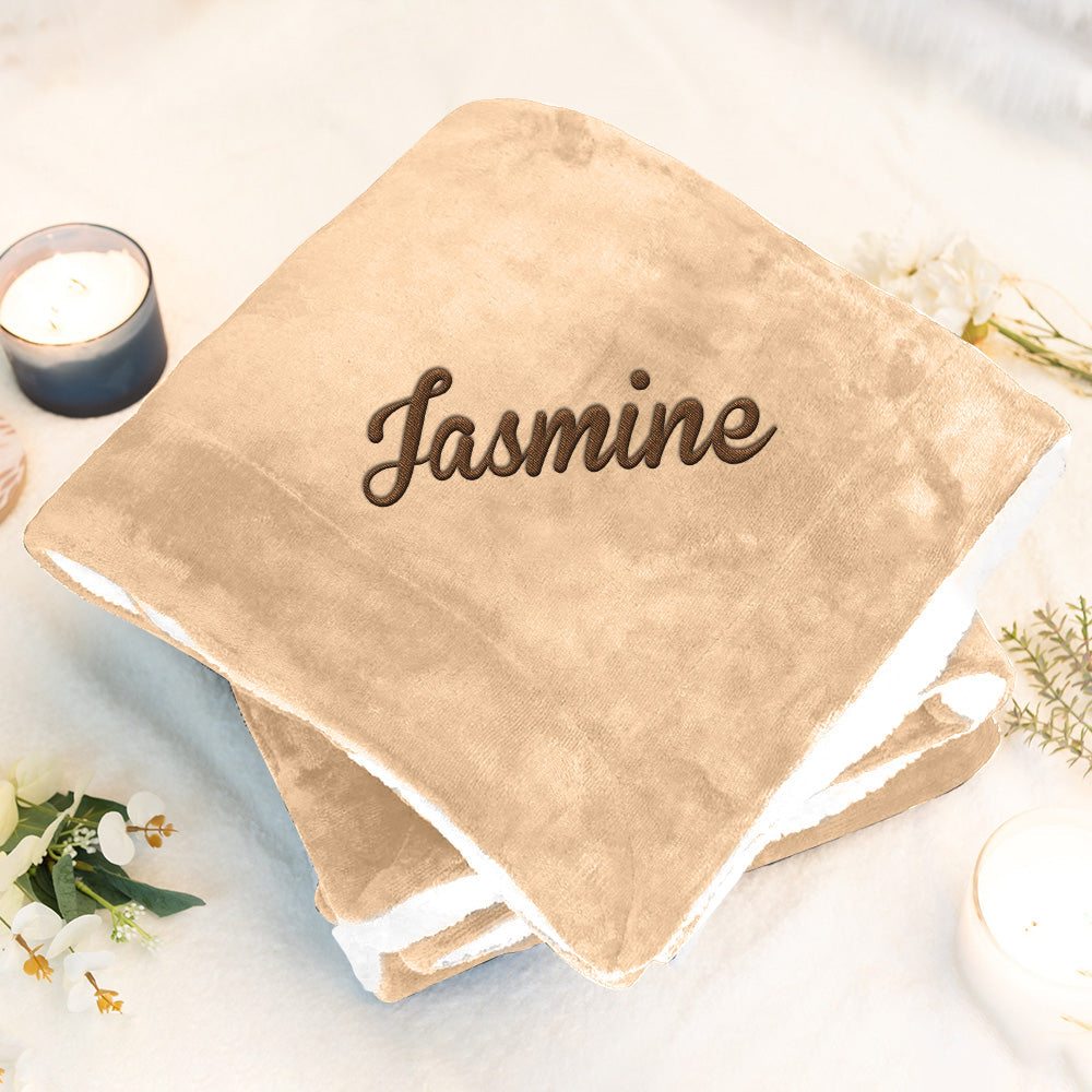 Embroidered Name - Personalized Embroidered Plush Throw Blanket
