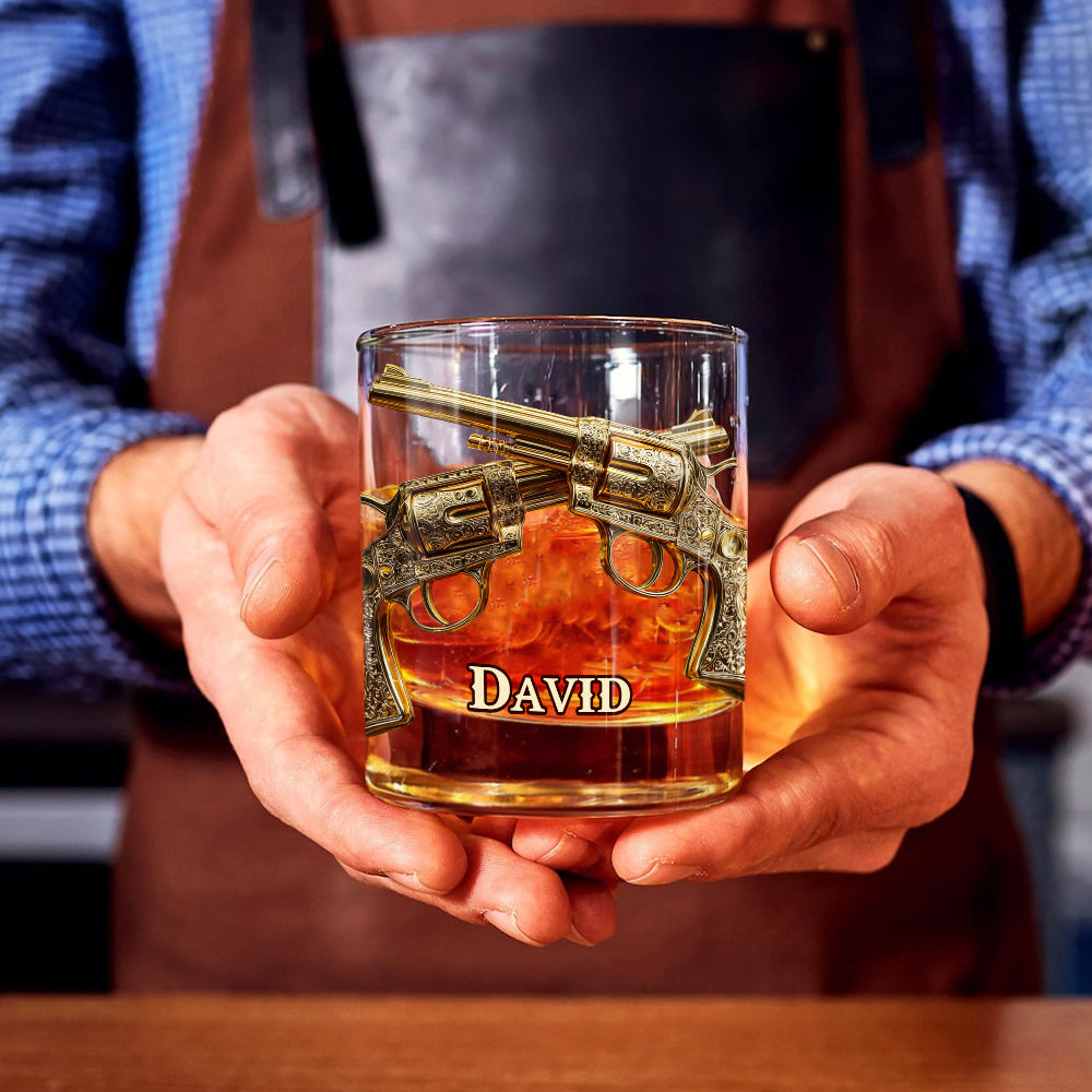 I like Whiskey And Guns And Maybe 3 People - Personalized Whisky Whiskey Glass