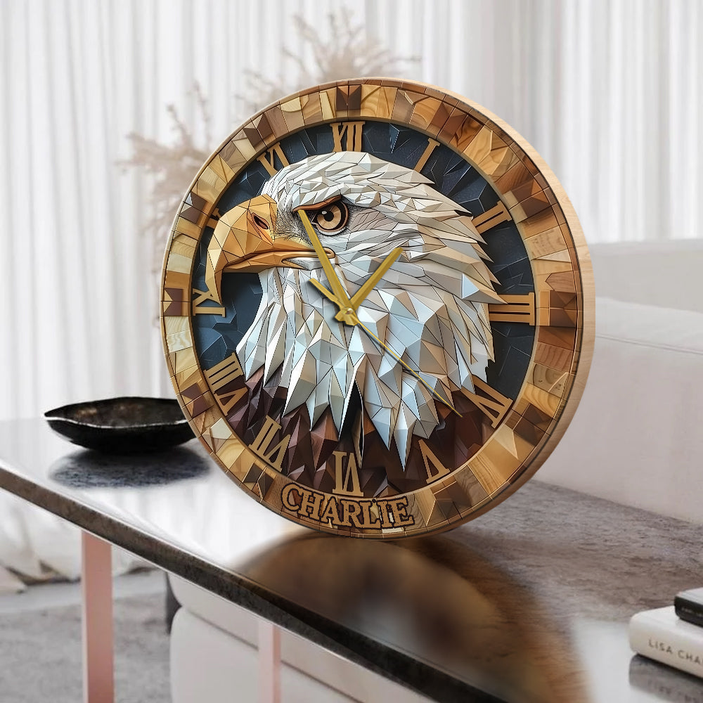 Love Bald Eagle - Personalized Bald Eagle Wall Clock