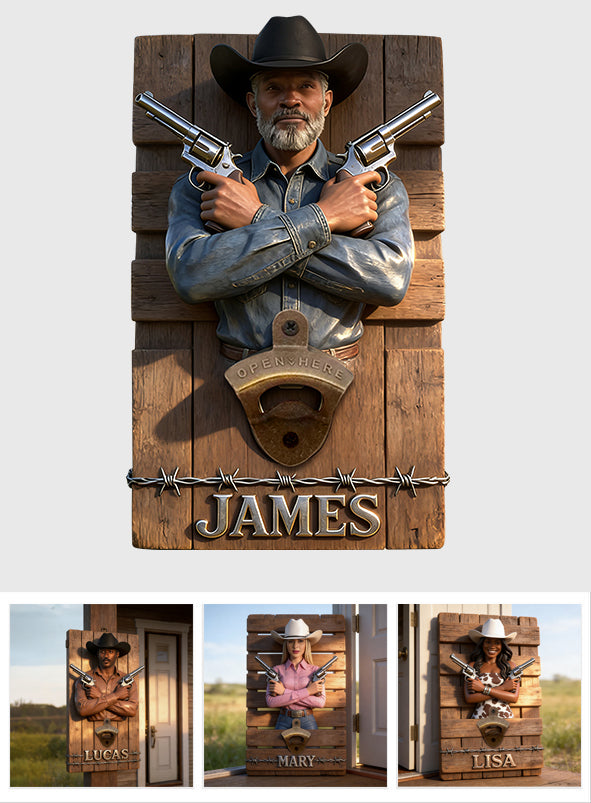 Custom Any Photo - Personalized Western Outfit Wall Bottle Opener
