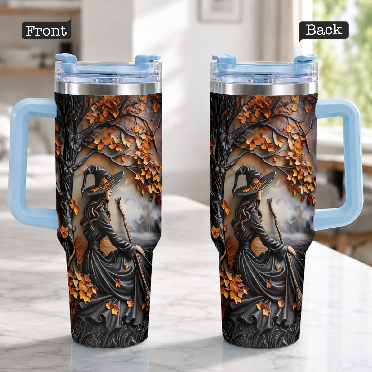 It's Time - Personalized Witch Tumbler With Plush Charm