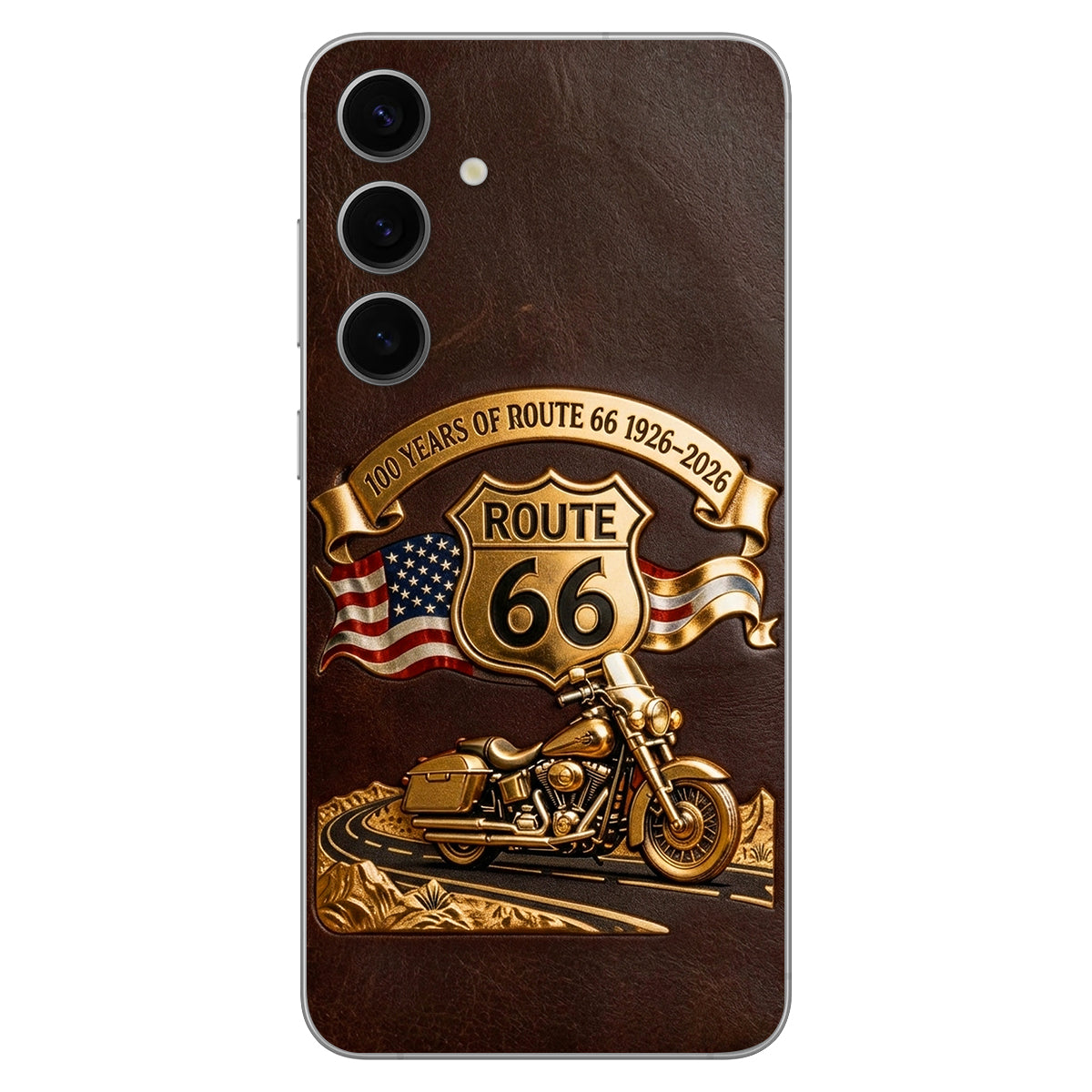 100 Years Of Route Personalized Gifts For Bikers - Personalized Biker 3D Embossed Leather Phone Case