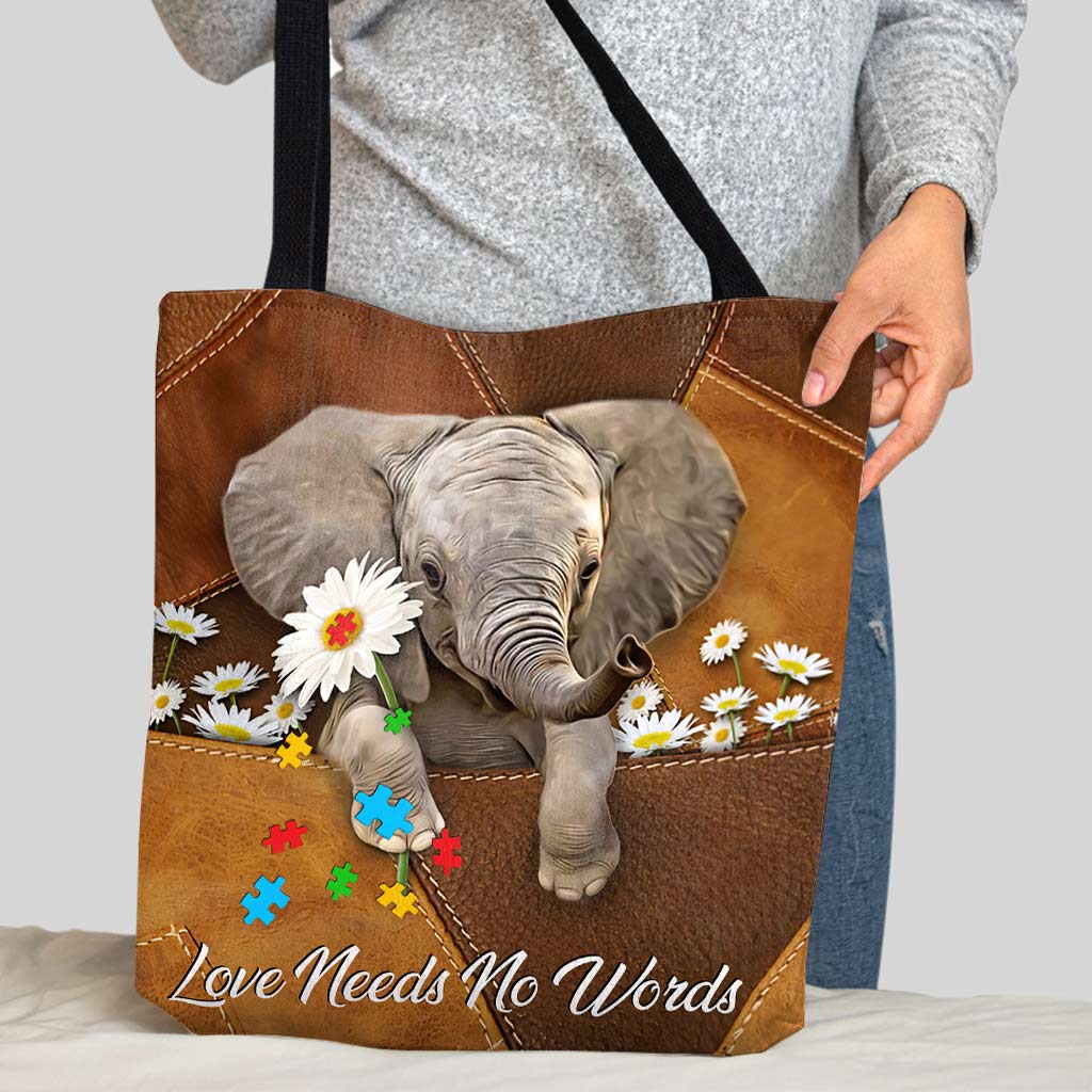 Autism Awareness : Love Needs No Words - Tote Bag 0921