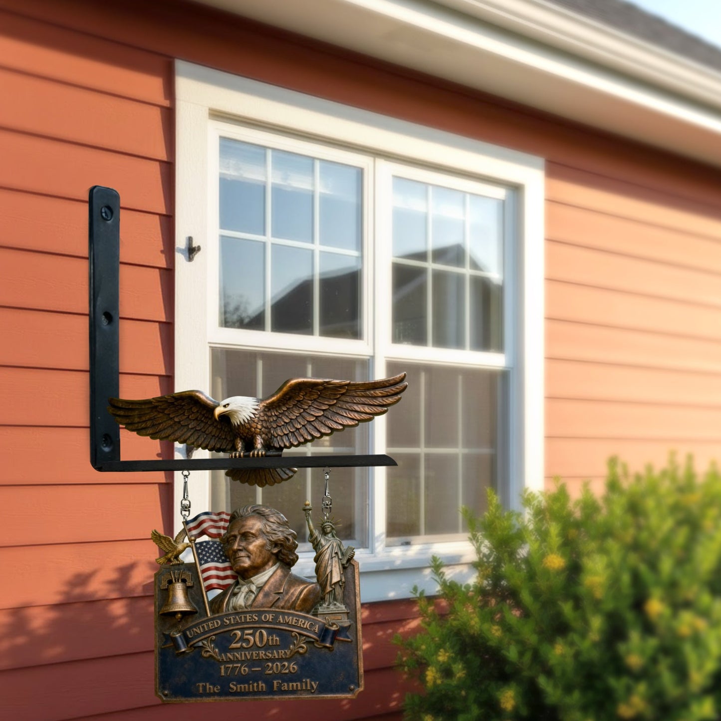 Happy Anniversary - Personalized Patriot Wooden Wall Mount Sign