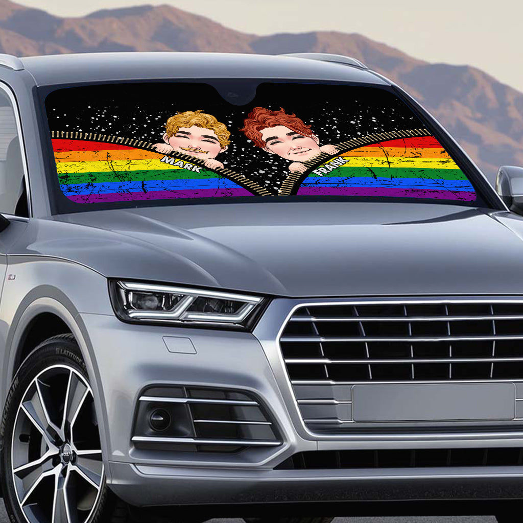 Funny Couple Pride - Personalized LGBT Support Car Sunshade