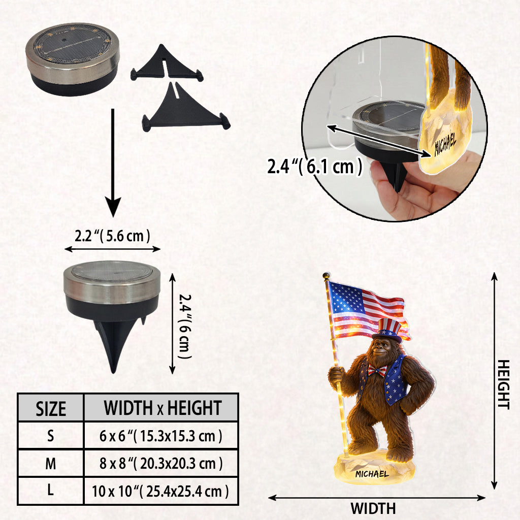 Bigfoot American - Personalized Hiking Solar Acrylic Light
