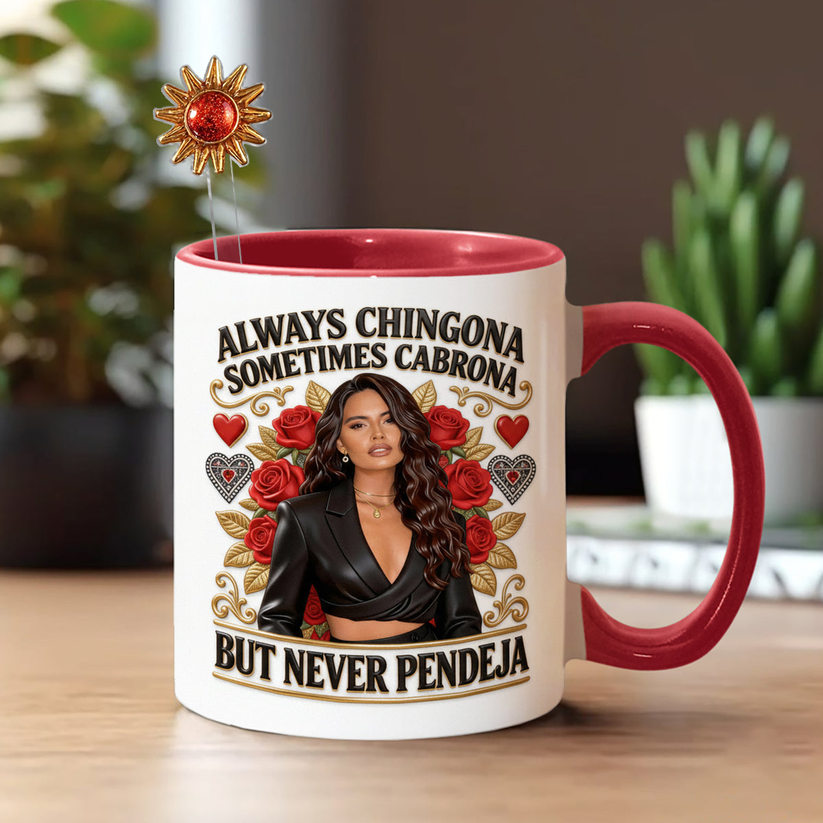 Latina Vibes, Always Chingona - Personalized Latina Women Set Accent Mug with Acrylic Stirrers