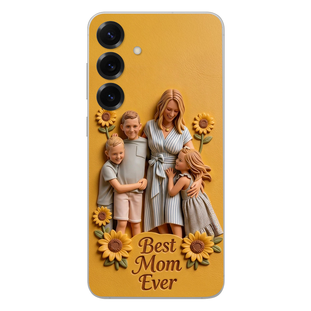 Best Mom Ever - Personalized Mother 3D Embossed Leather Phone Case
