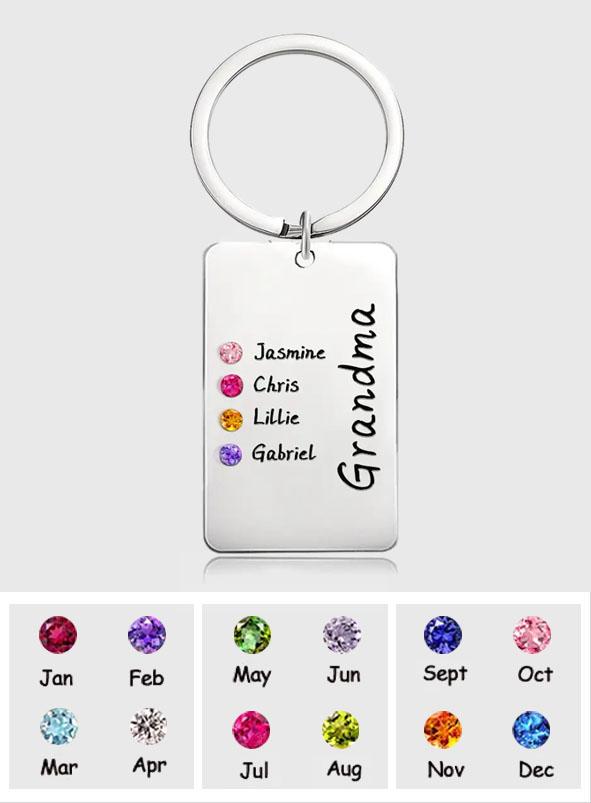 Custom Birthstone For Grandma, Mom - Gift for grandma, mom - Personalized Birthstone Keychain