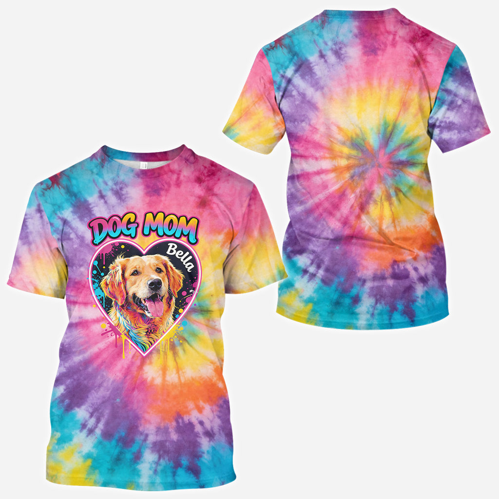 Custom Tie Dye Shirt For Dog Mom/ Dog Dad/ Cat Mom... - Personalized Dog All Over Shirt