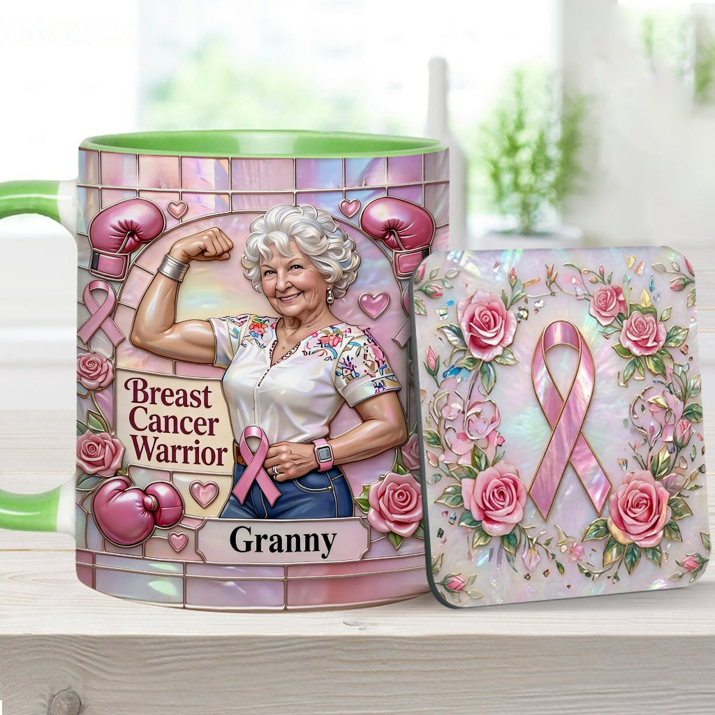I'm A Warrior - Personalized Breast Cancer Awareness Accent Mug & Coaster