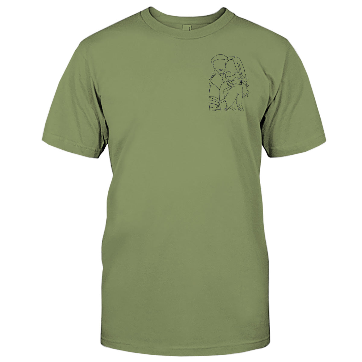 Custom Line Art - Personalized Aunt Embroidered T-shirt
