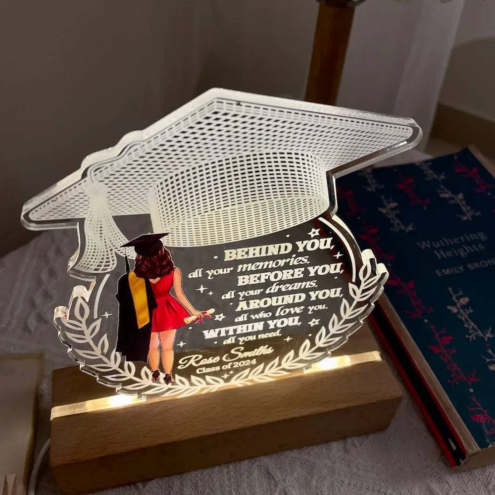 "Personalized 'Behind You All Your Memories' Graduation Gift Custom Shape Warm LED Night Light Plaque"