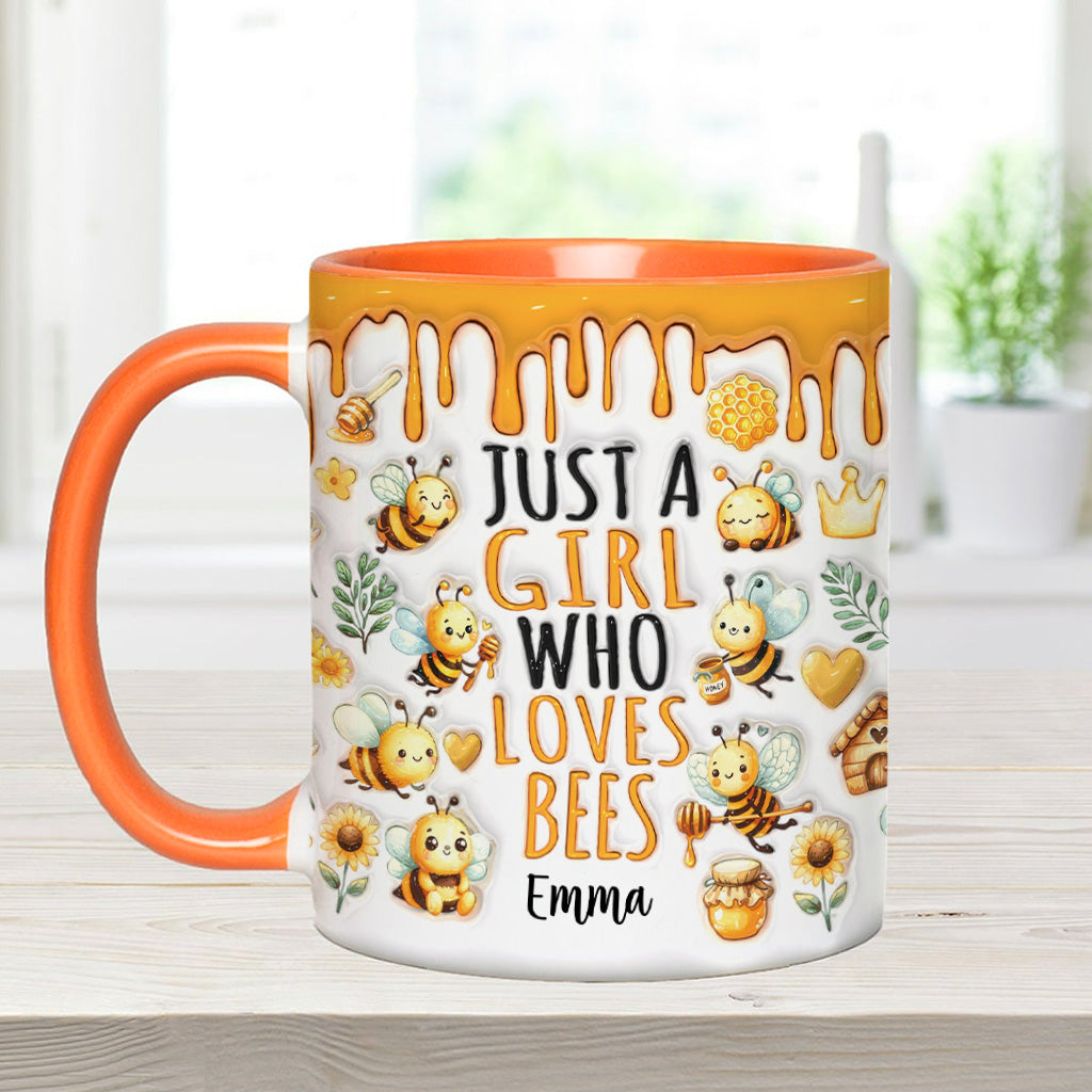 Just A Girl Who Loves Bees - Personalized Bee Accent Mug