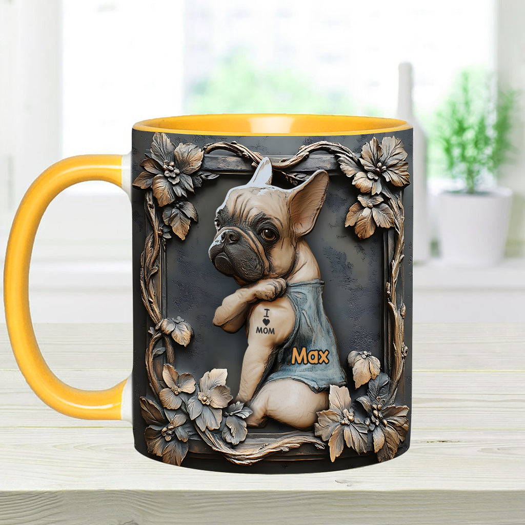 I love Mom - Personalized Dog Accent Mug