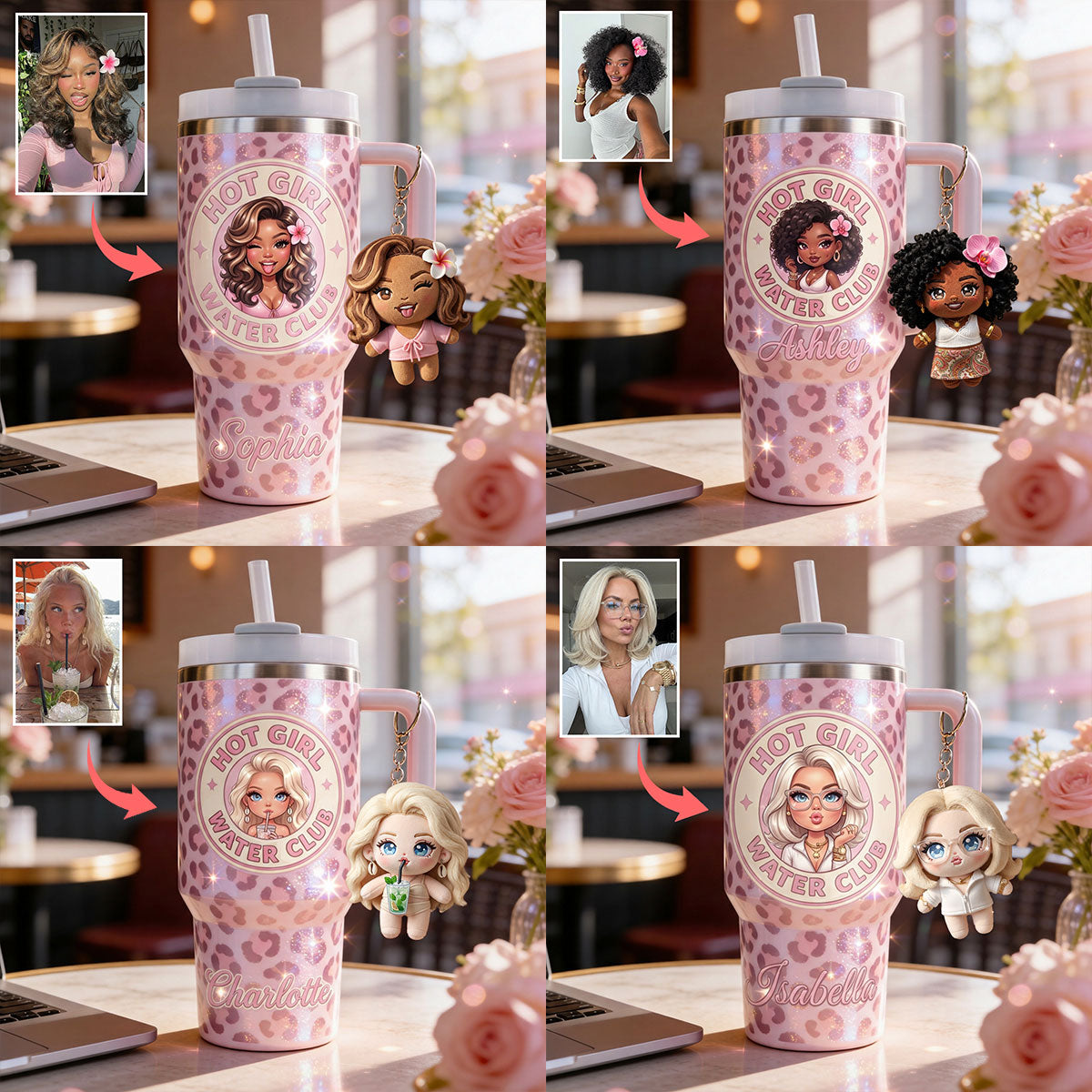 Hot Girl Water's Club, Gift for Women - Personalized Self love Tumbler With Plush Charm