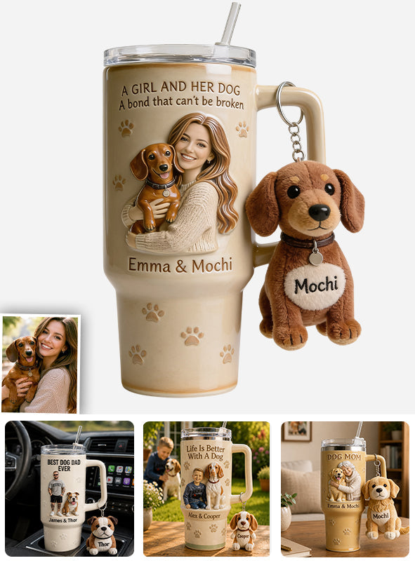 Always By My Side - Personalized Dog Tumbler With Plush Charm