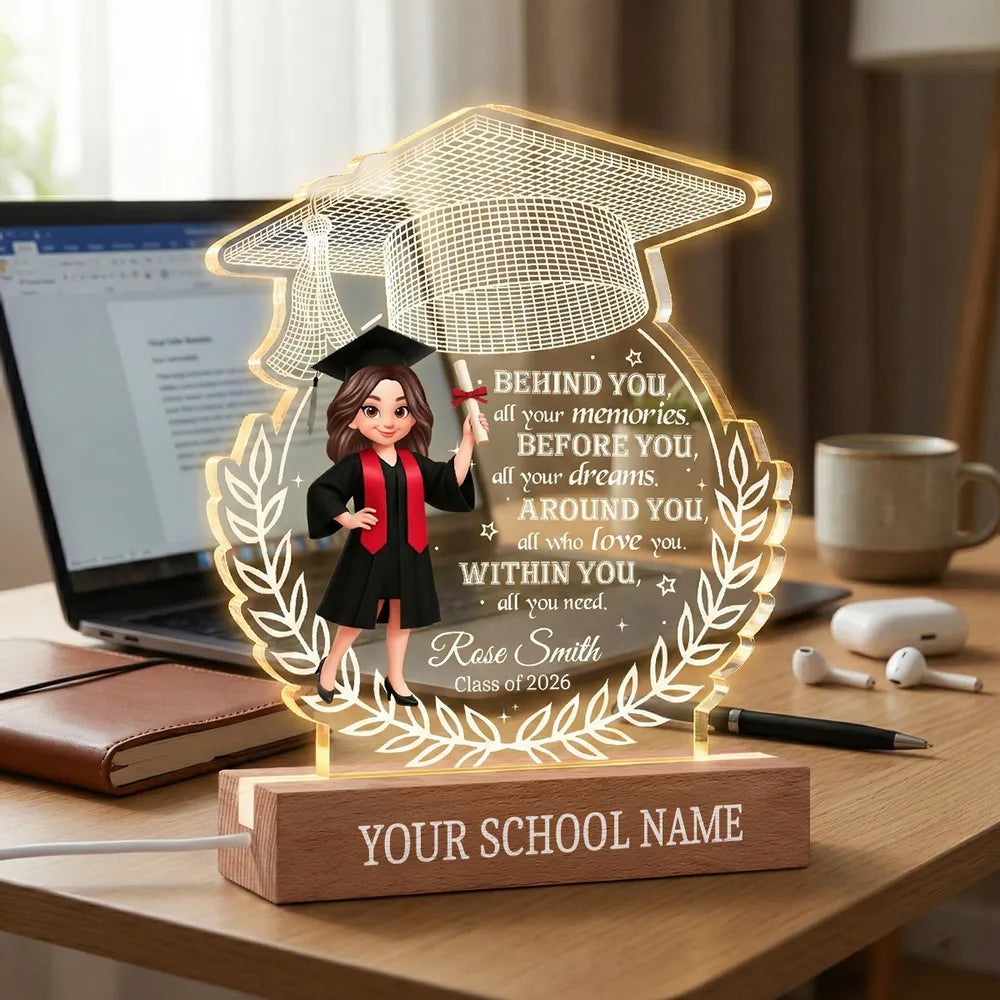 Shaped Acrylic Block LED Plaque Graduation Cap Quote, Warm Glow Desk Decor, Unique Creative Gift For Senior Grad